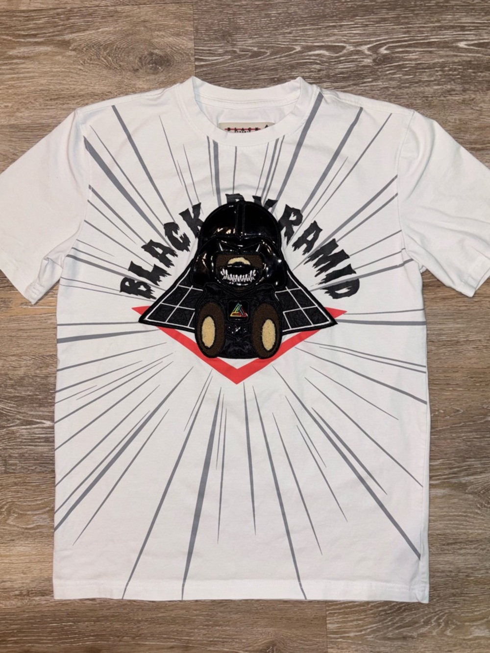 Black Pyramid White Graphic Tee with 3D Graphic Patch